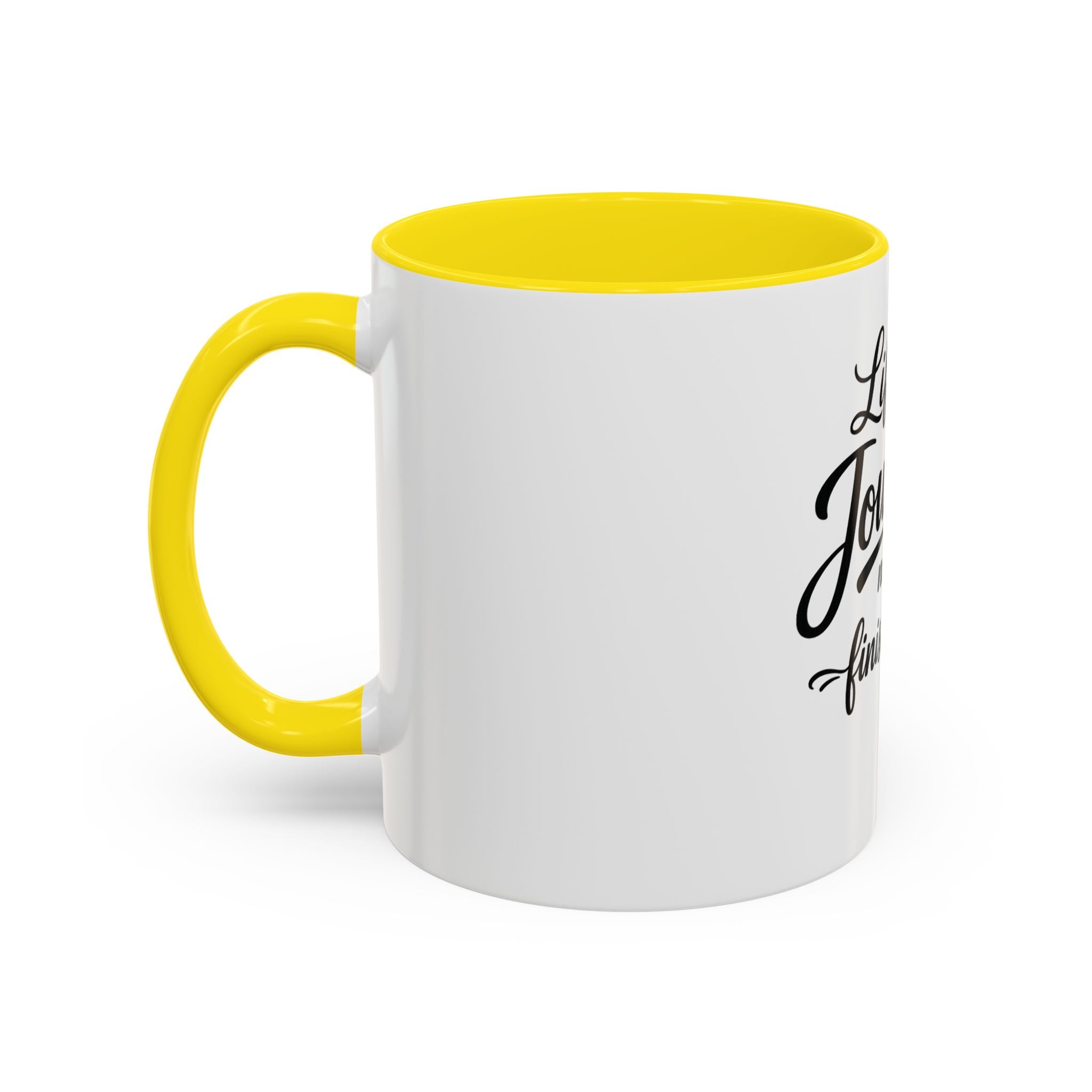 Life Is a Journey Not a Finish Line Accent Coffee Mug – Inspirational Quote Ceramic Mug (11/15oz)