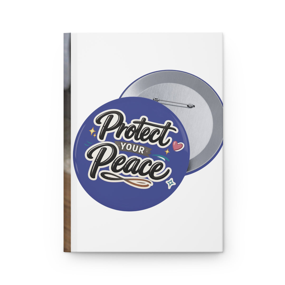 Hardcover Journal — "Protect Your Peace" Cat Photo Lined Notebook
