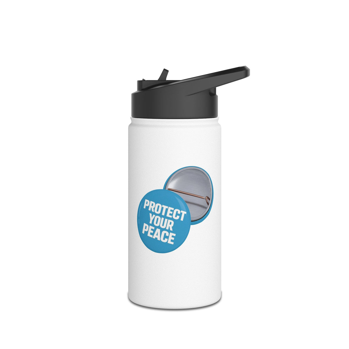 Stainless Steel Water Bottle — 'Protect Your Peace' graphic design  Life is a Journey Not a Finish Line.Motivational Travel Bottle