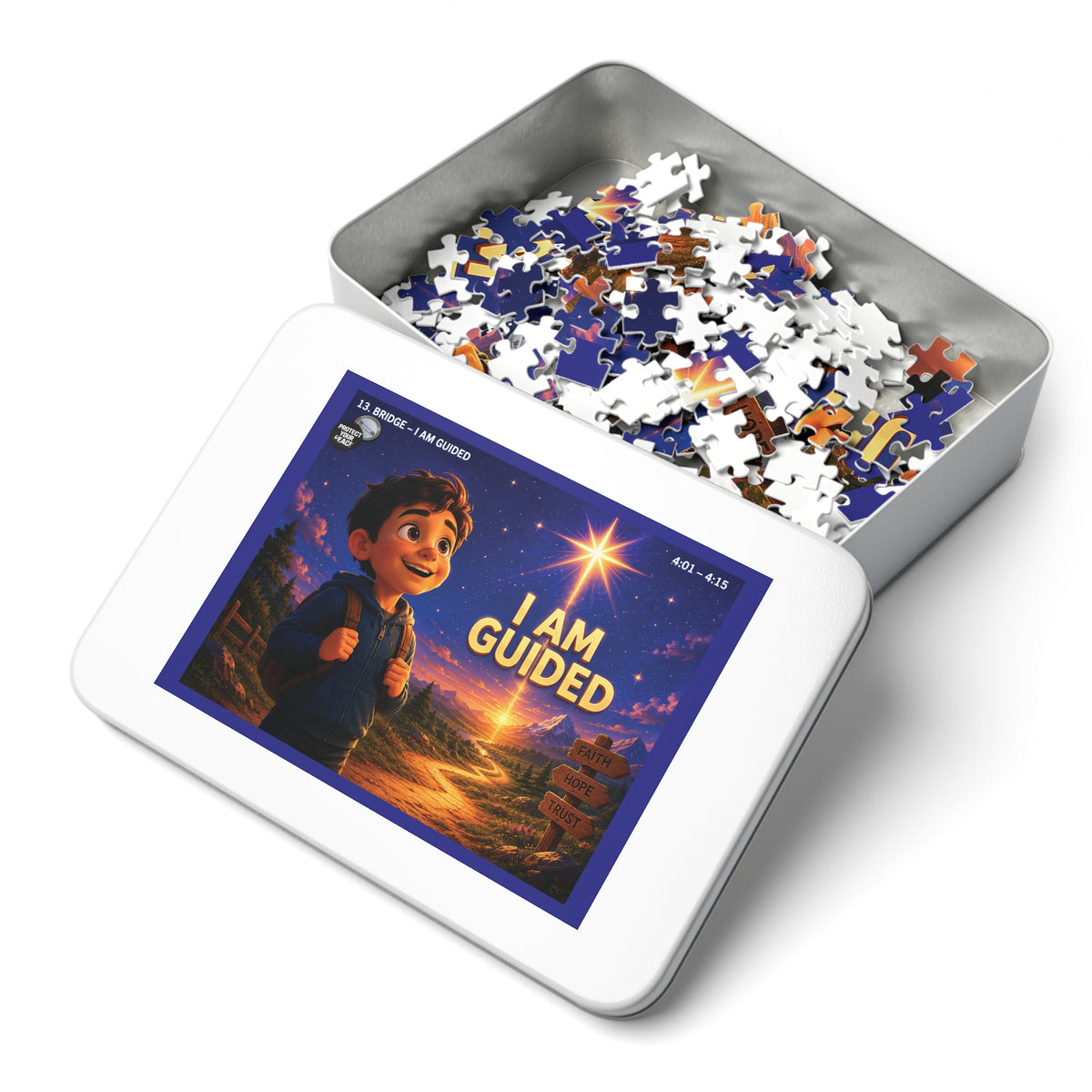 I Am Guided Jigsaw Puzzle (Faith & Hope Scene) – Puzzle with Tin