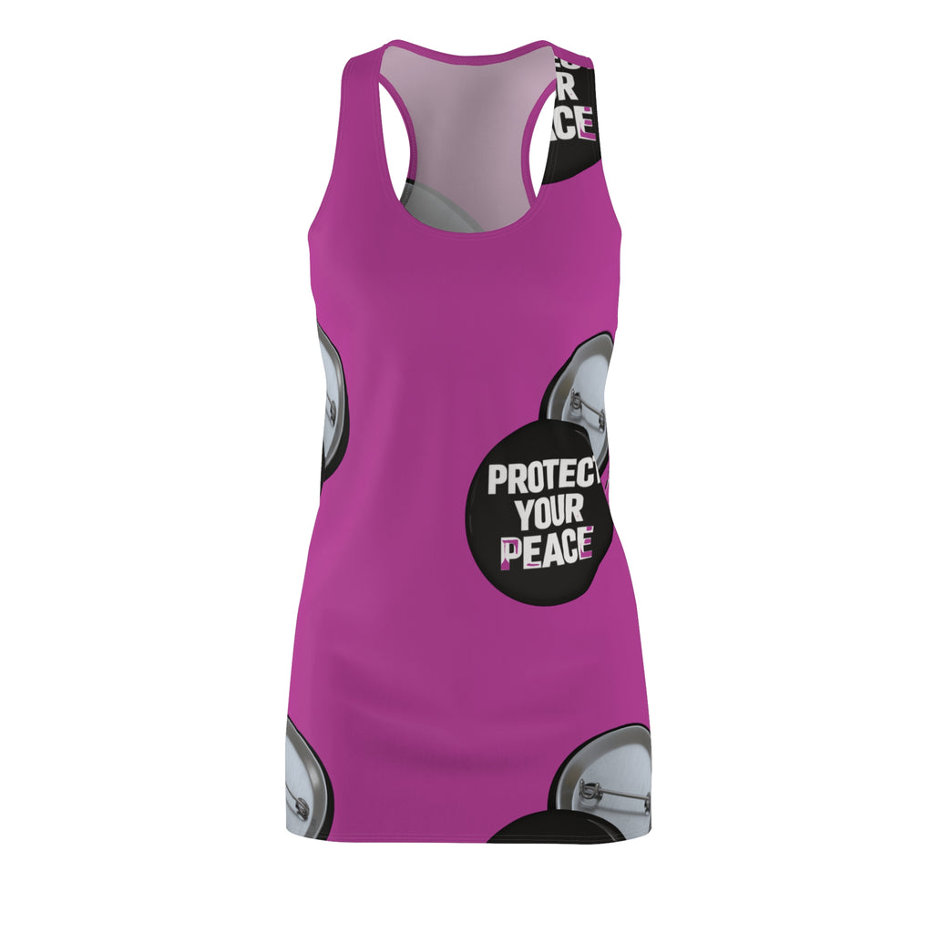 Protect Your Peace Racerback Dress — Pink Button Print AOP