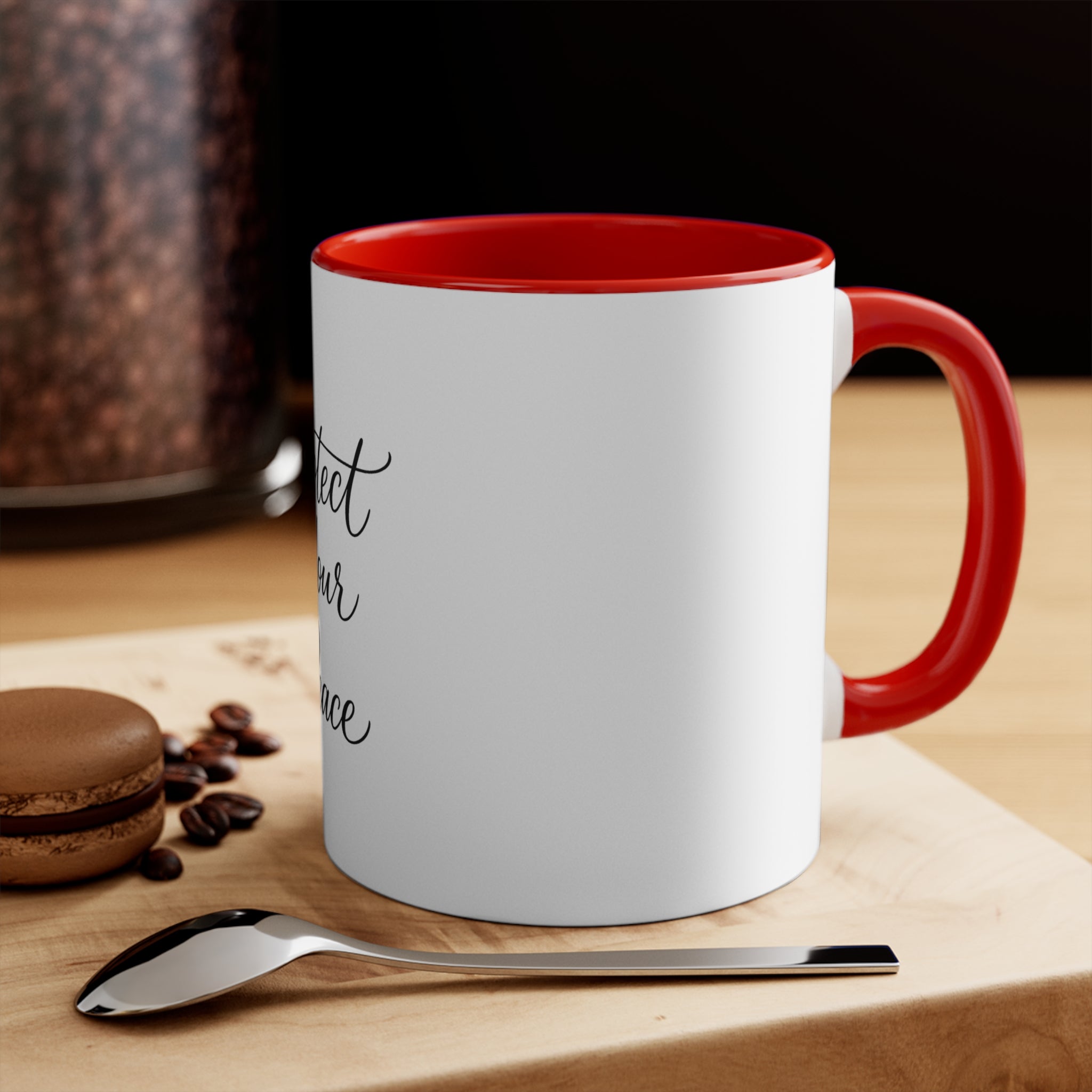 Protect Your Peace Accent Mug — Inspirational Coffee Cup