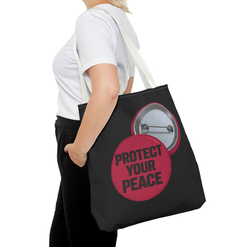 Protect Your Peace Button Graphic Tote Bag