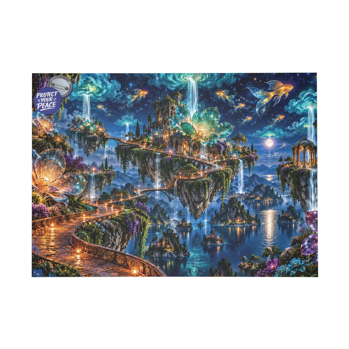 Floating Island Fantasy Puzzle — Mystical Nightscape Jigsaw (96/252/500/1000 pcs)
