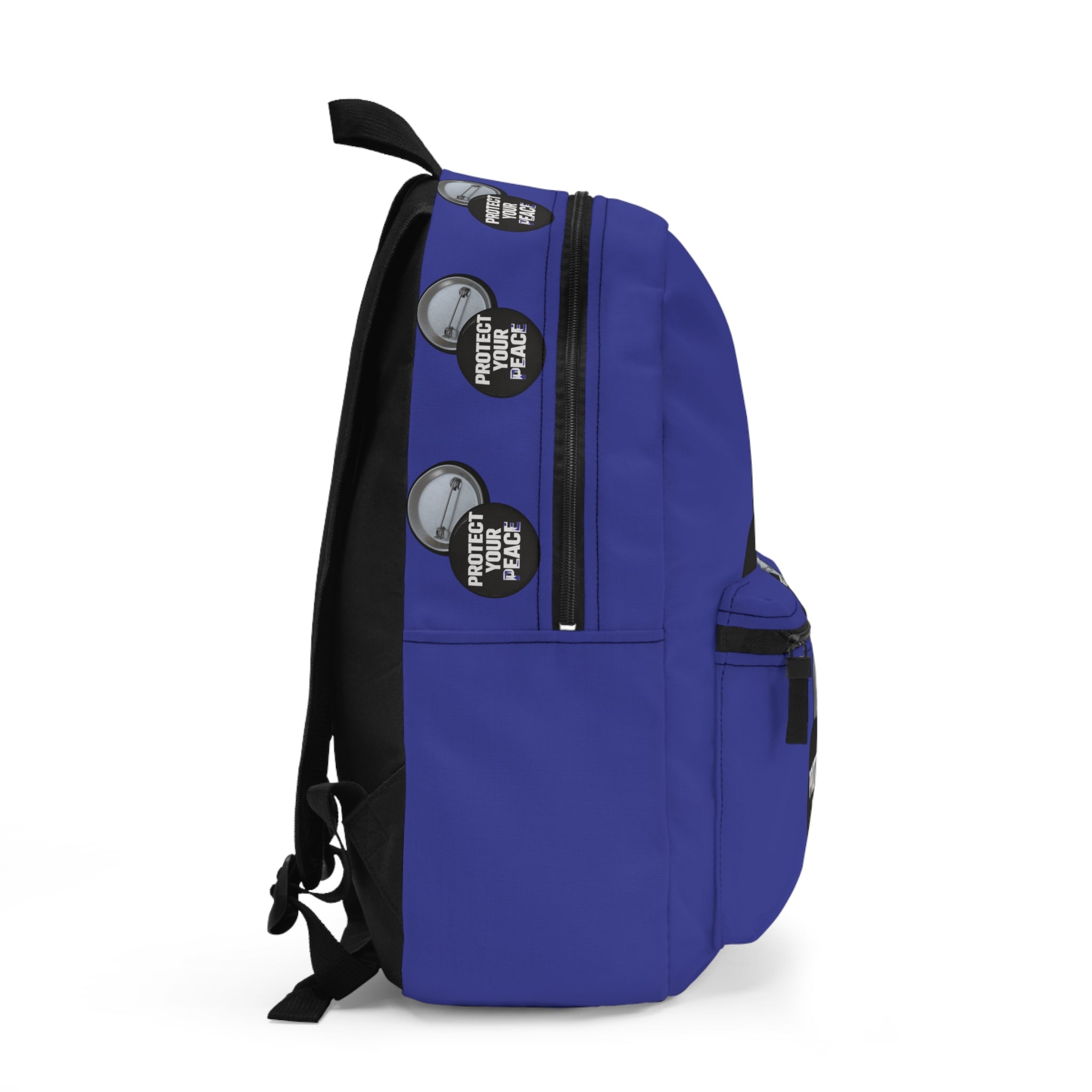 Protect Your Peace Backpack — Minimal Button Badge Design
