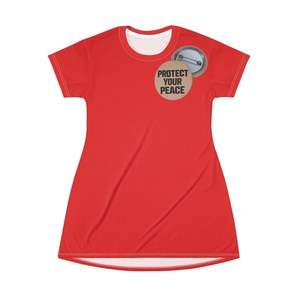 Protect Your Peace T-Shirt Dress — Empowerment Badge Graphic