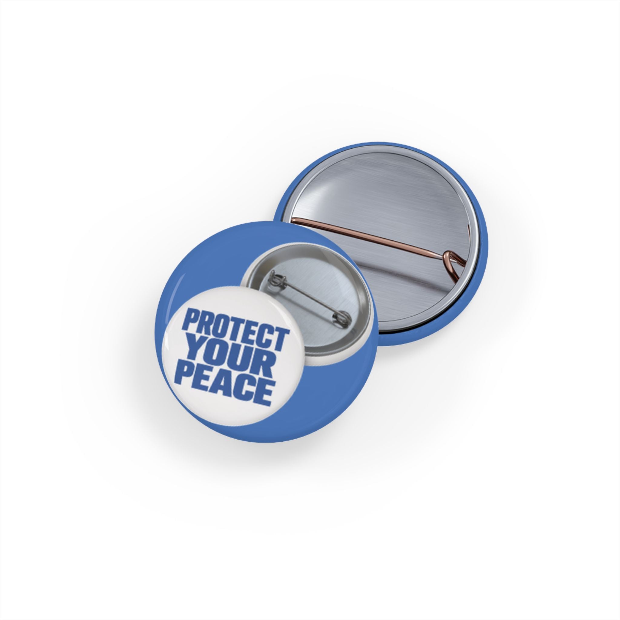 Protect Your Peace Round Pin – Blue Statement Button