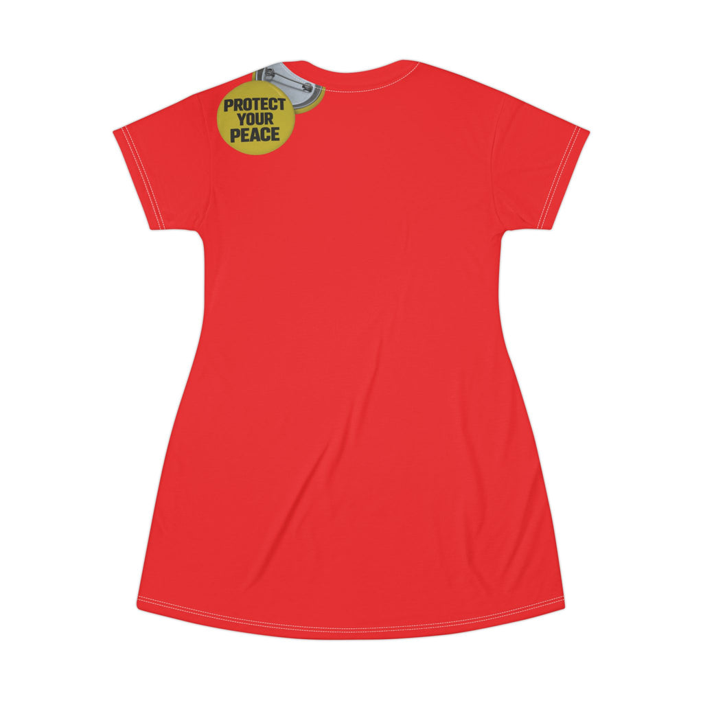 Protect Your Peace T-Shirt Dress – Red Graphic AOP Shift Dress