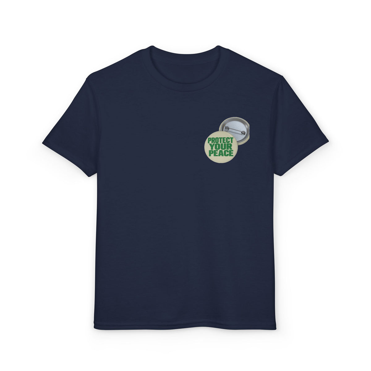 Youth T-Shirt — "Protect Your Peace" Button Graphic