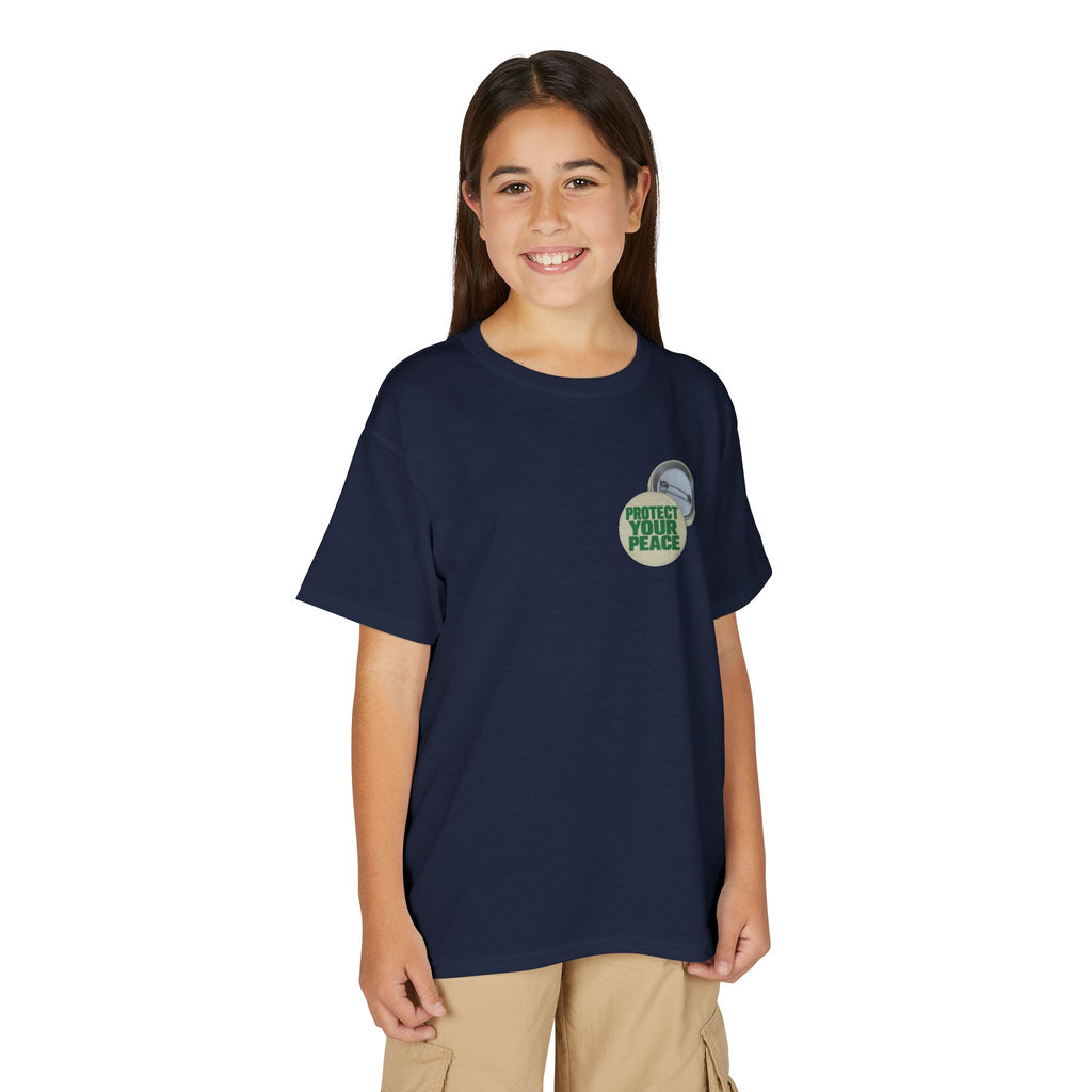 Youth T-Shirt — "Protect Your Peace" Button Graphic