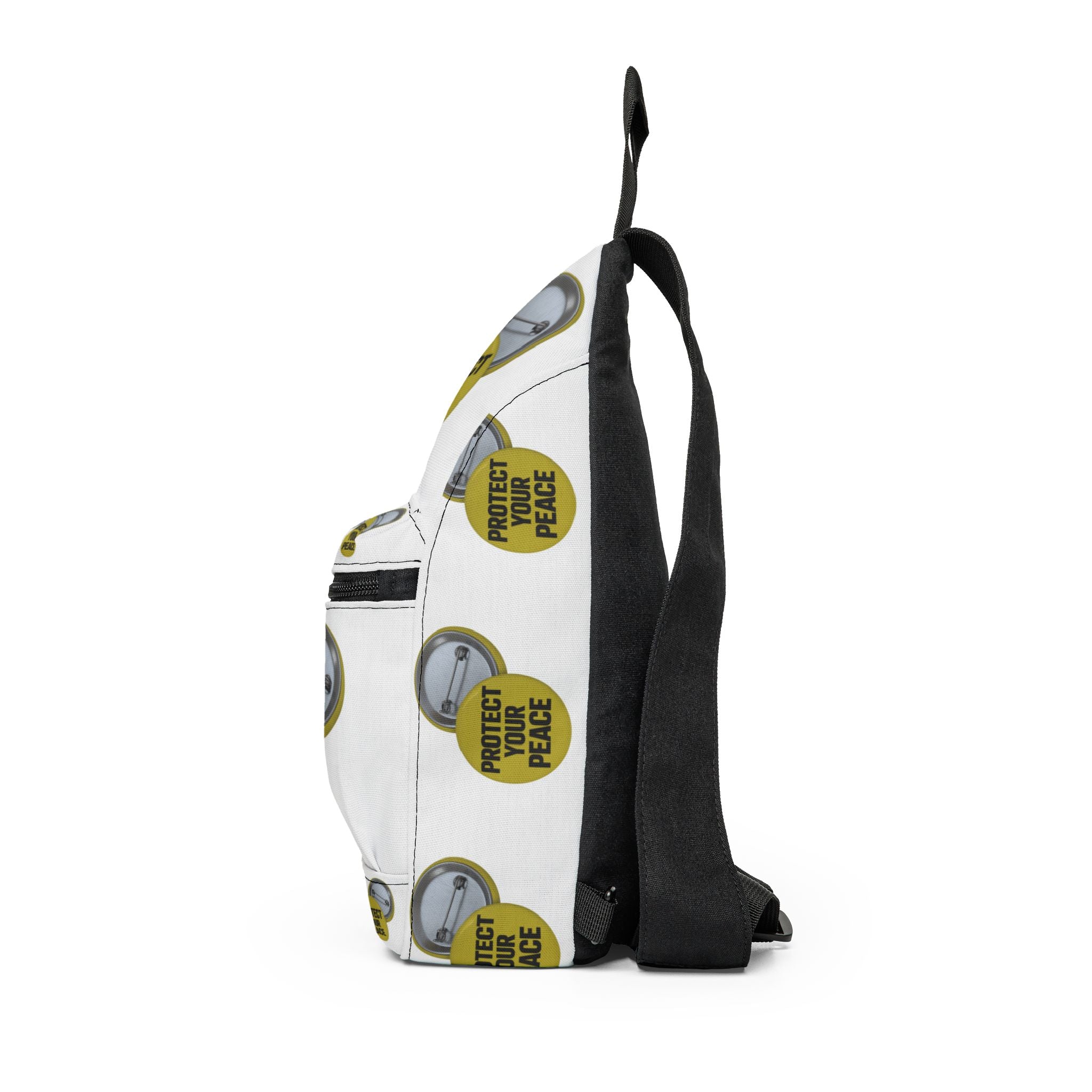 Protect Your Peace Sling Bag – Motivational Badge Print Crossbody Bag
