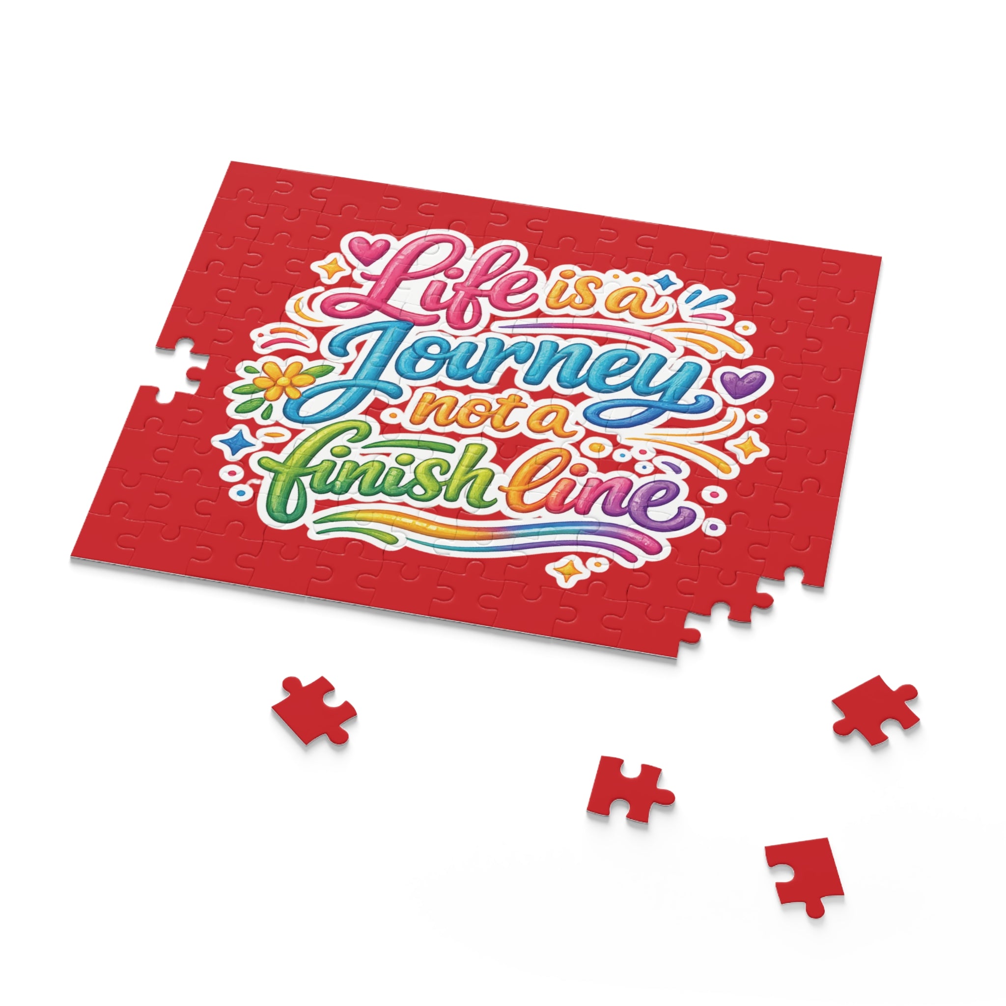 Inspirational Puzzle – “Life Is a Journey, Not a Finish Line” Colorful Motivational Jigsaw