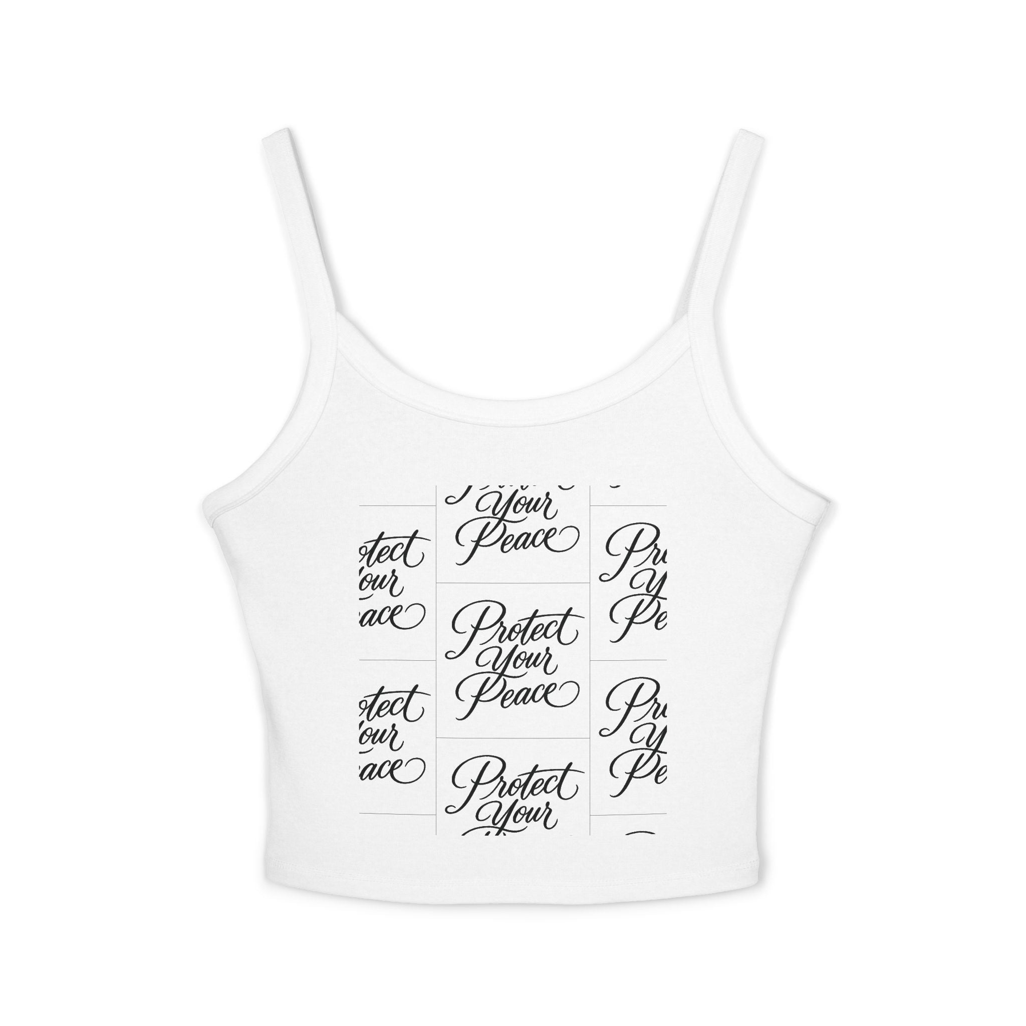 Crop Tank Top2 — "Protect Your Peace" Script Grid Graphic