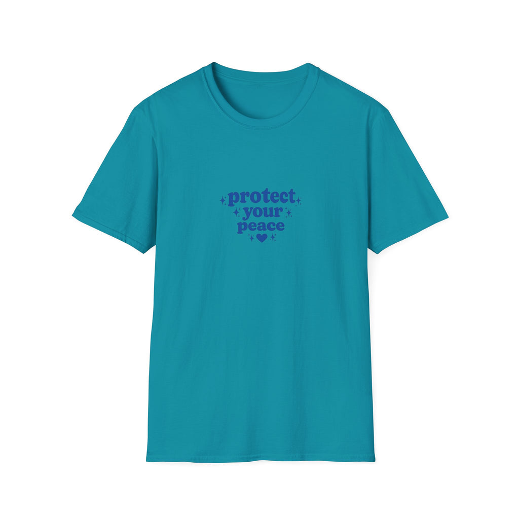 Protect Your Peace T-Shirt — Minimal Blue Self-Care Tee