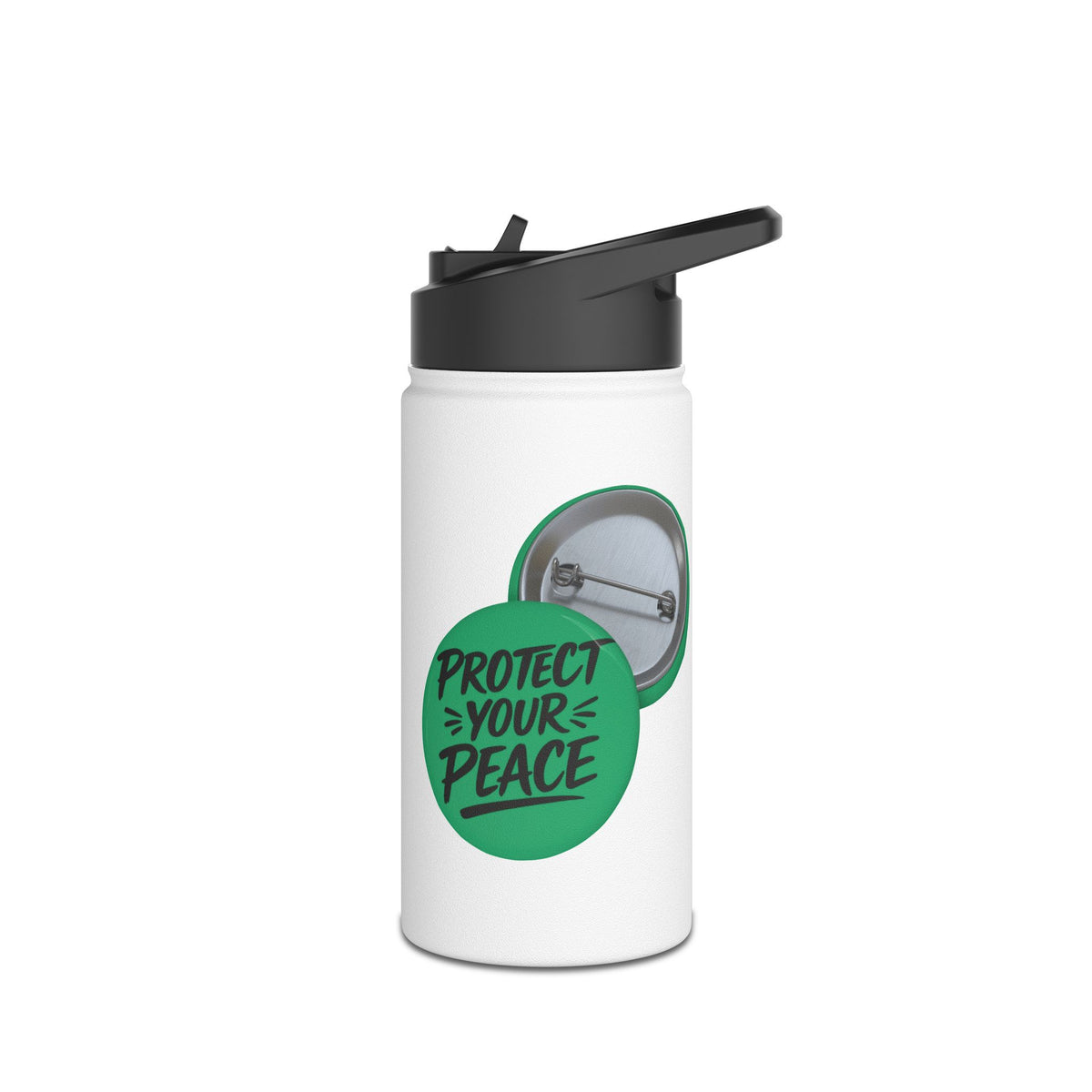 Stainless Steel Water Bottle — Green Positivity graphic design Design 'Life is a Journey not a finish line.