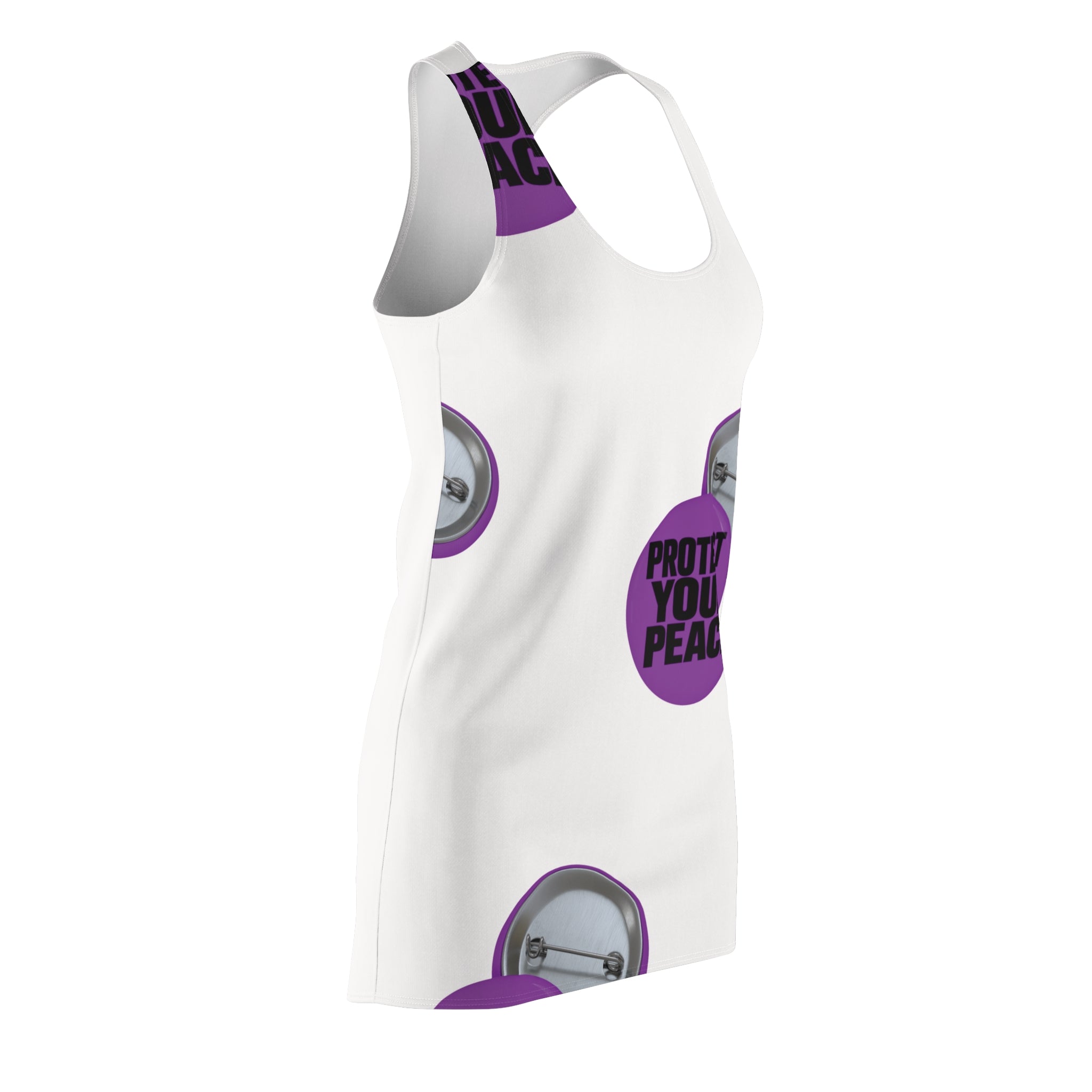 Racerback Dress — Green 'Protect What You Love' Peace Heart Graphic