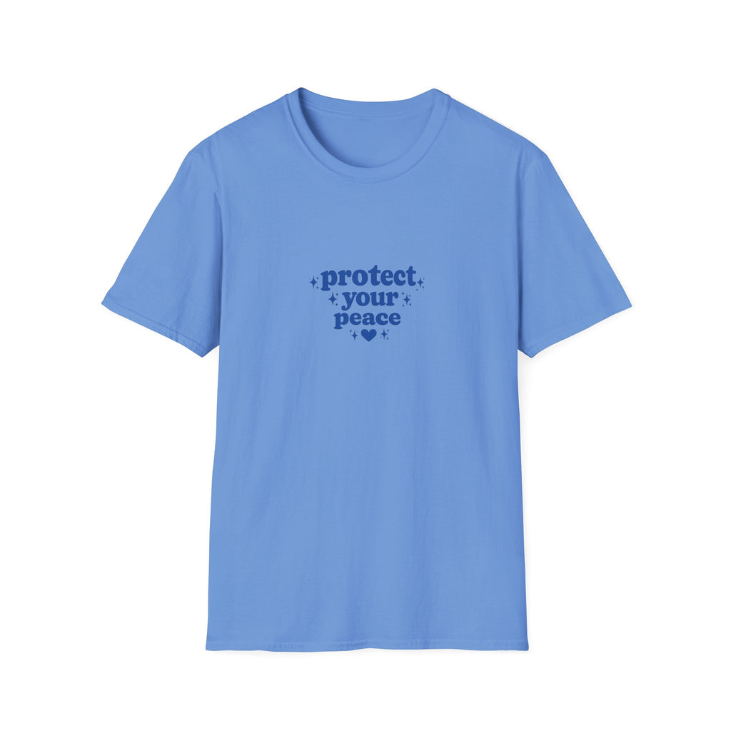 Protect Your Peace T-Shirt — Minimal Blue Self-Care Tee