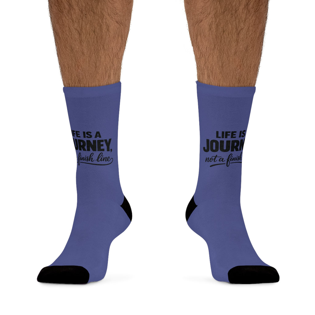 Motivational Crew Socks — “Life Is a Journey, Not a Finish Line” Recycled Polyester Socks