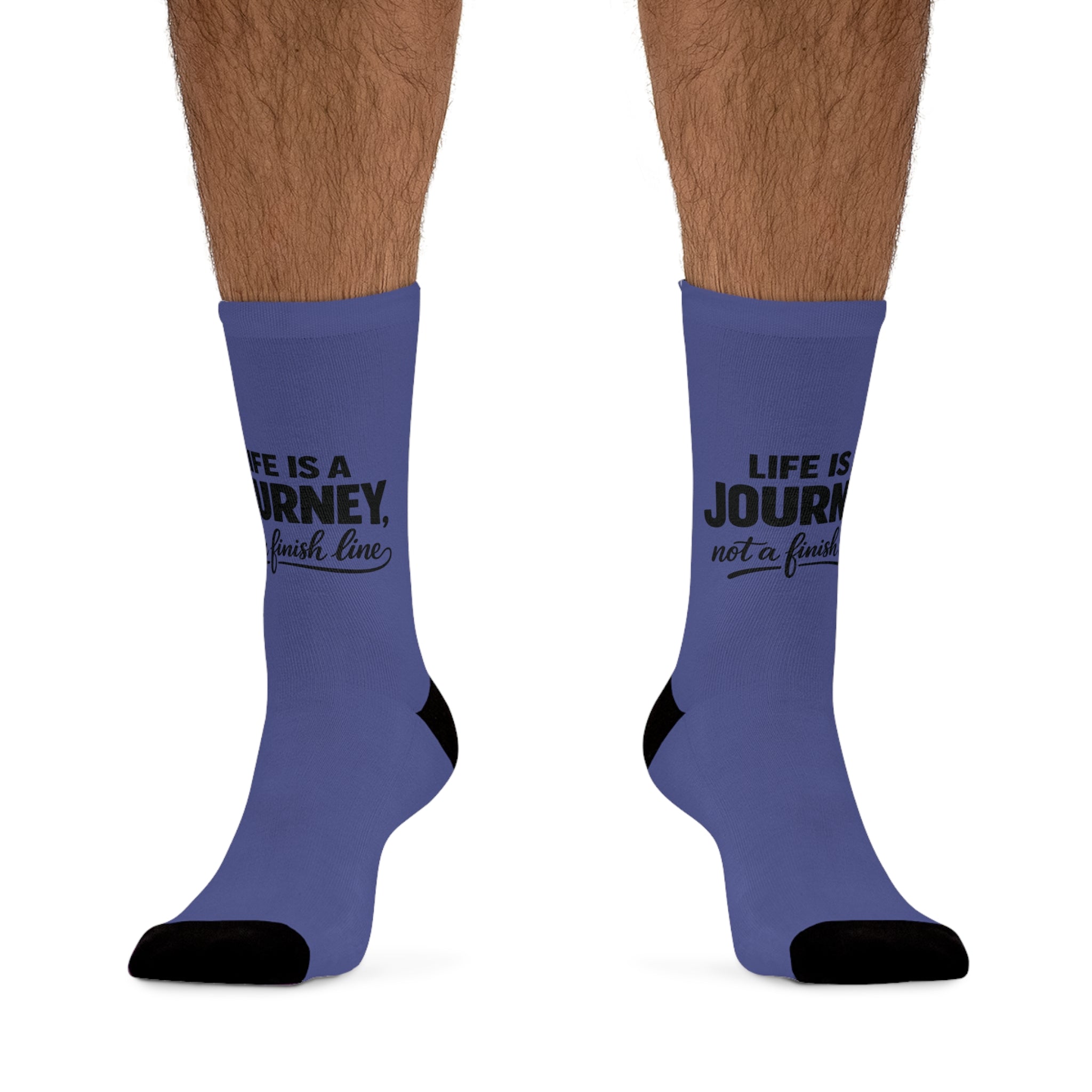 Motivational Crew Socks — “Life Is a Journey, Not a Finish Line” Recycled Polyester Socks