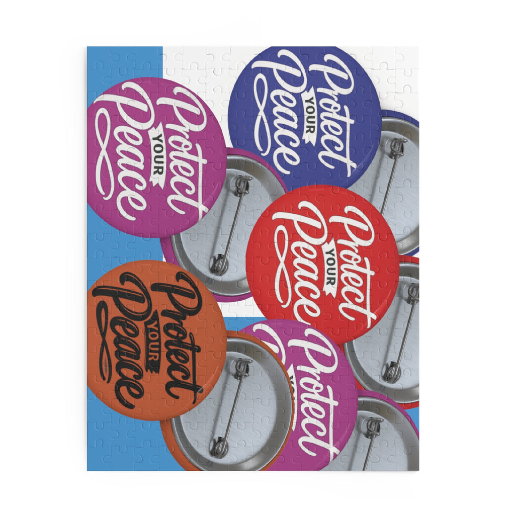 Protect Your Peace Button Puzzle — Motivational 120/252/500-Piece Jigsaw