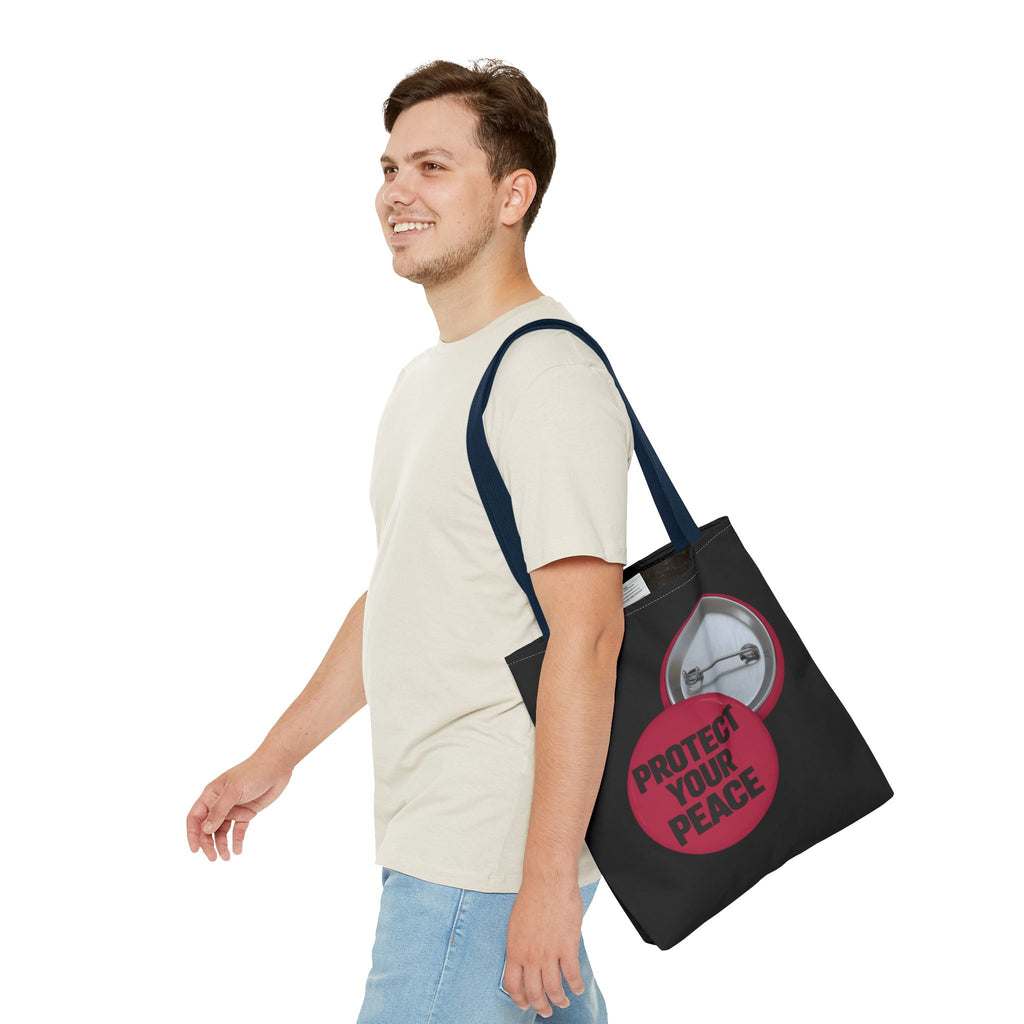 Protect Your Peace Button Graphic Tote Bag