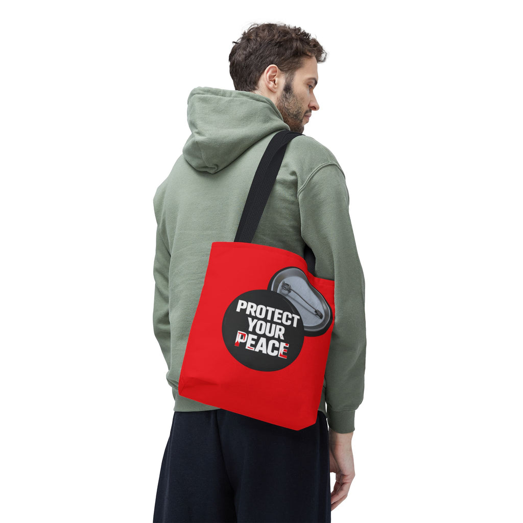 Tote Bag — "Protect Your Peace" Button Design All-Over Print Tote