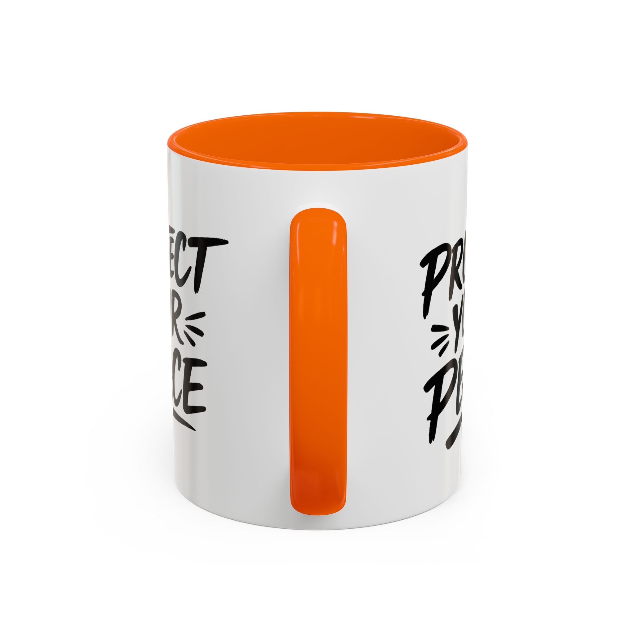Protect Your Peace Accent Coffee Mug — Inspirational Black & White Ceramic