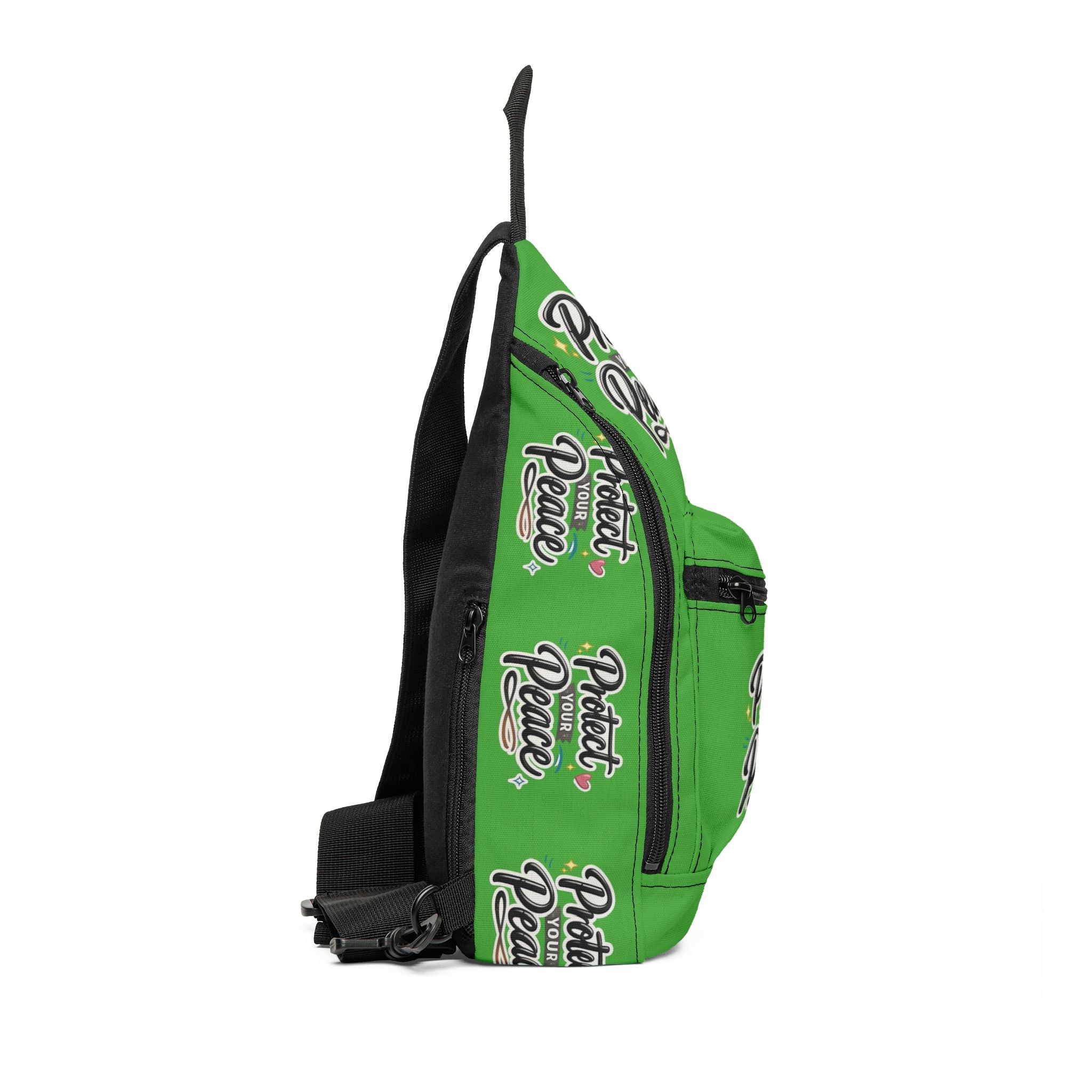 Protect Your Peace Sling Bag — Green Motivational Crossbody Pack