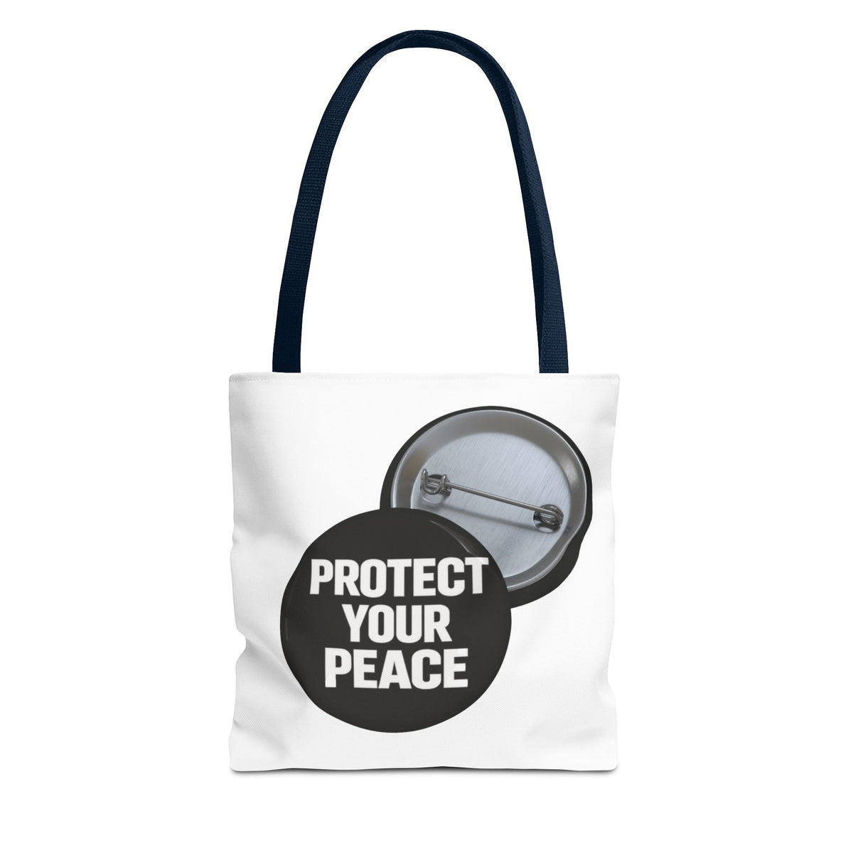 Tote — "Protect Your Peace" Button Design Cotton Tote Bag