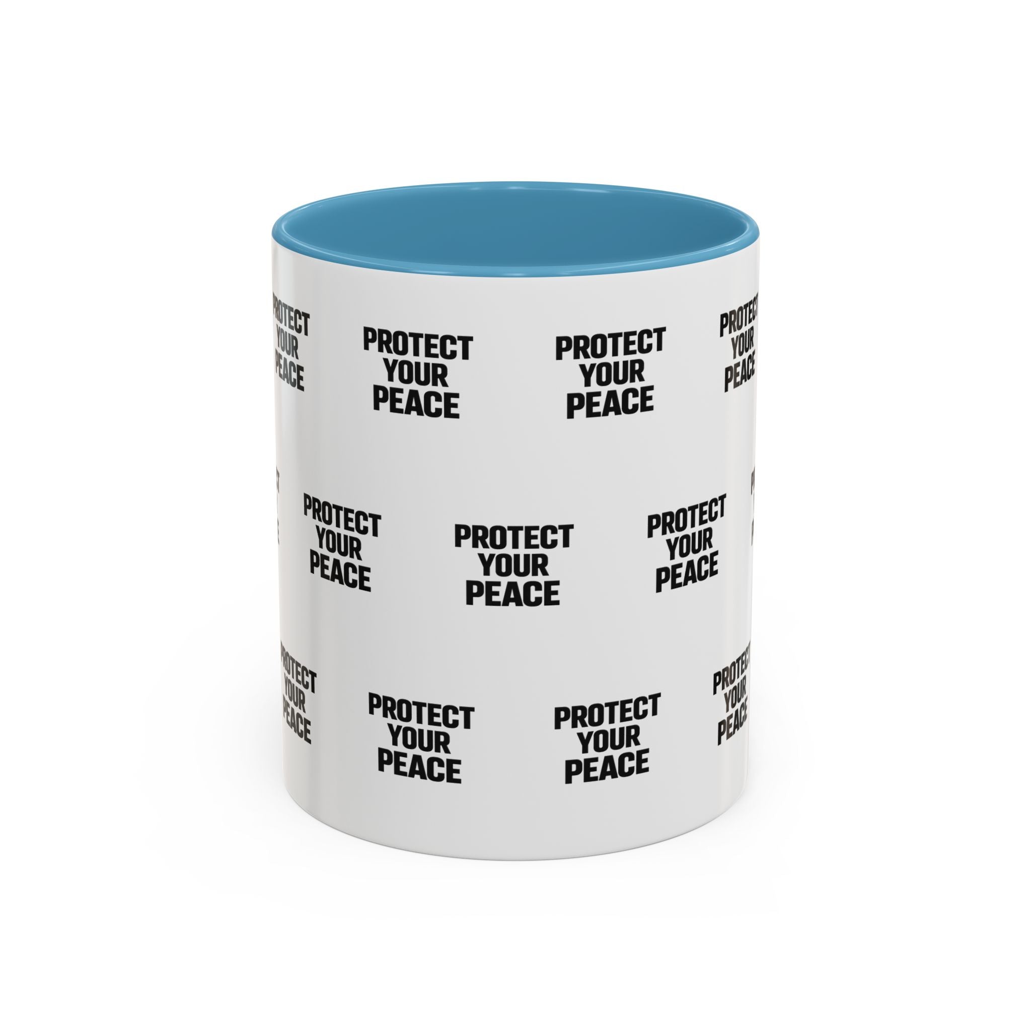 Protect Your Peace Accent Coffee Mug — Repeating Text 11/15oz