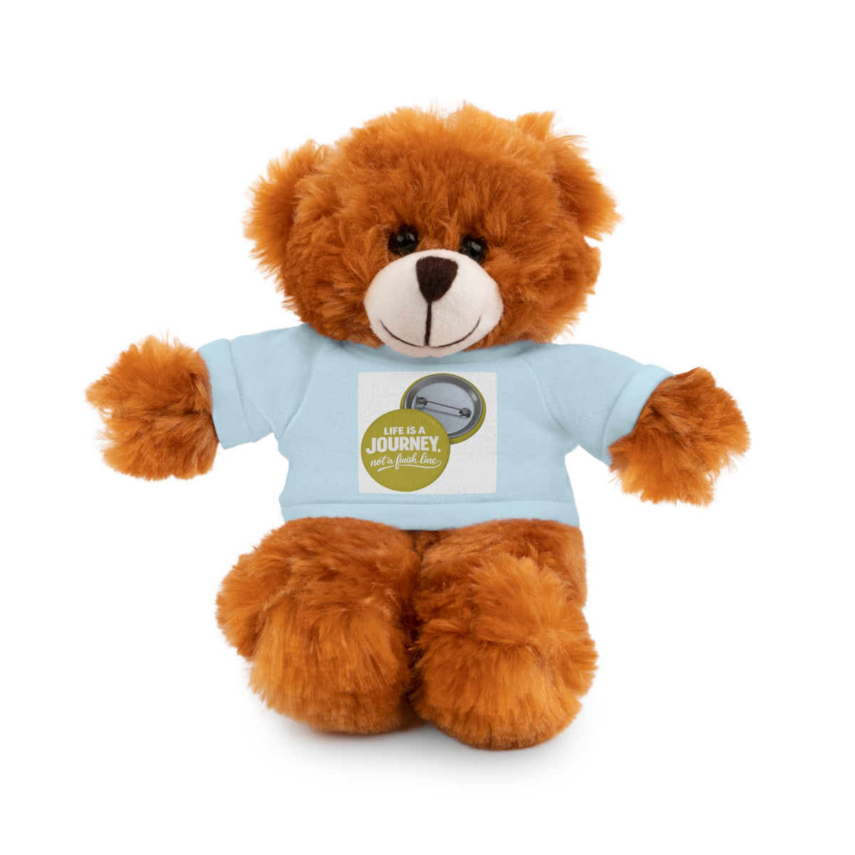 Cute Brown Teddy Bear with 'Life Is a Journey not a finish line.' Tee — Plush Gift for Kids & Travelers