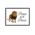 Peace Not Panic Lion Poster with Wooden Frame — Calming Wall Art for Home & Office