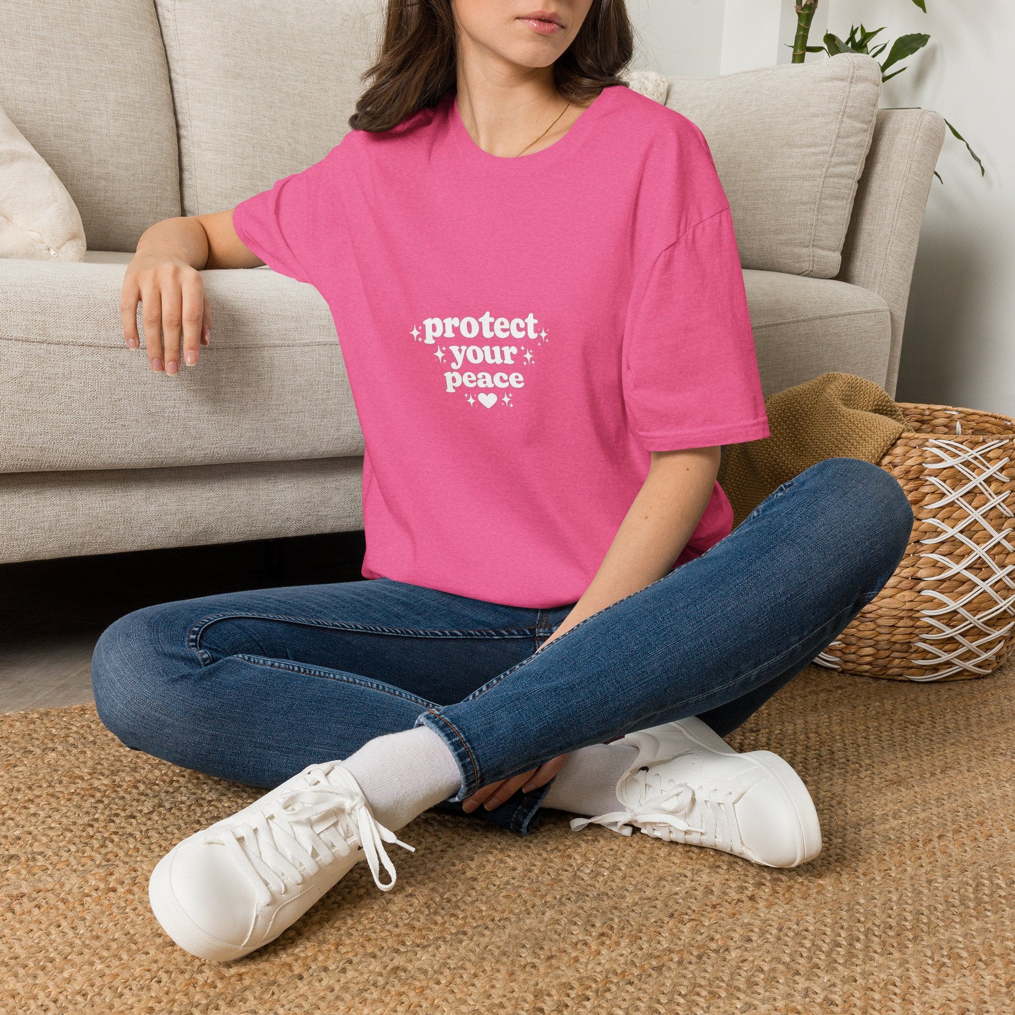 Protect Your Peace T-Shirt — Minimalist Embroidered Self-Care Tee