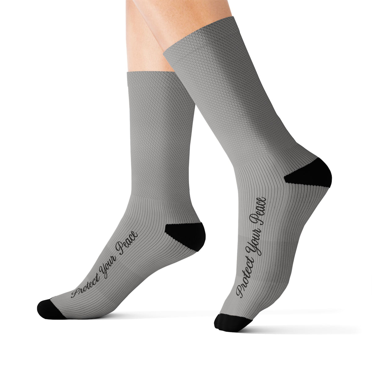 Protect your peace. Custom Sublimation Crew Socks — Personalized All-Over Print Athletic Socks