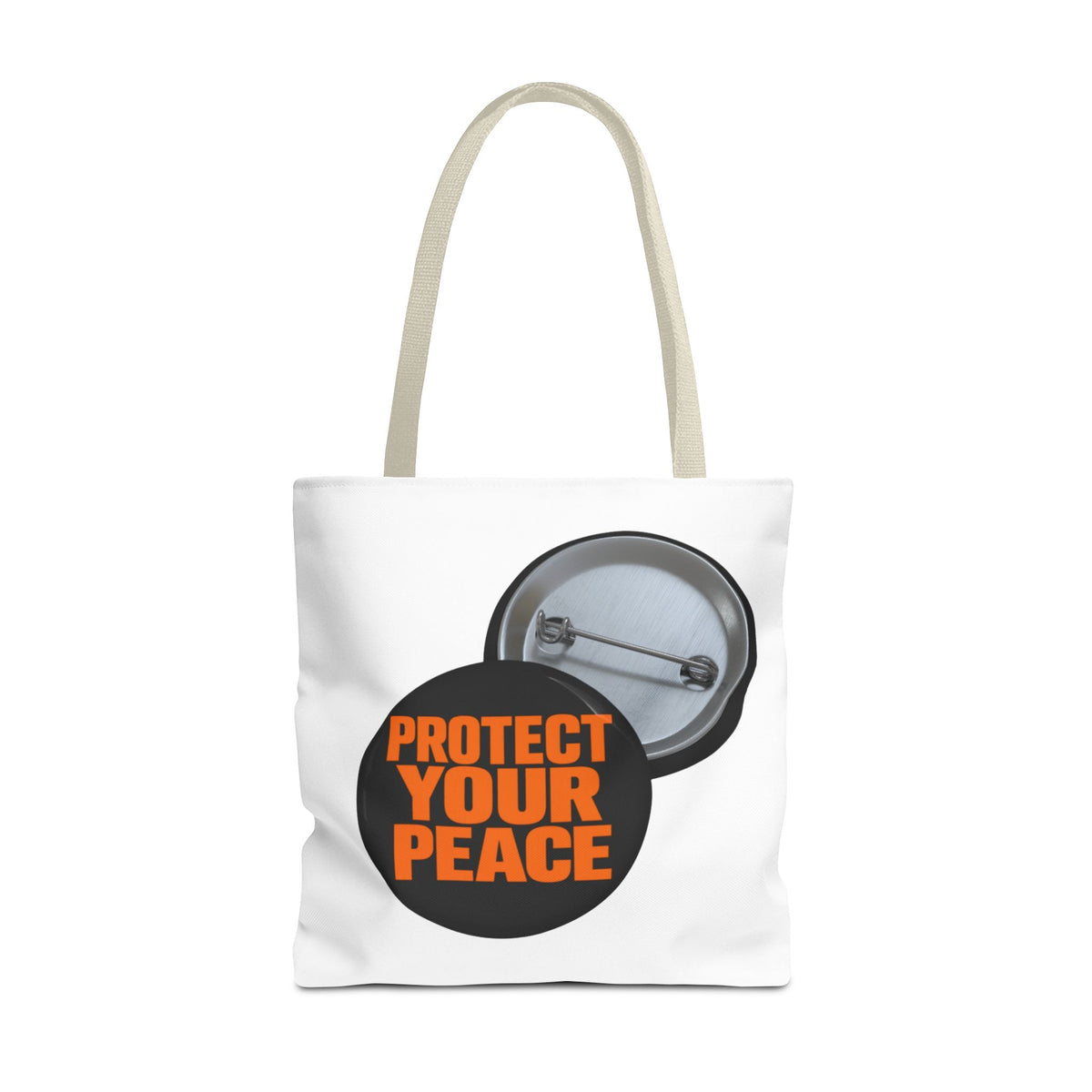 Tote Bag — Protect Your Peace Button Print Canvas Tote