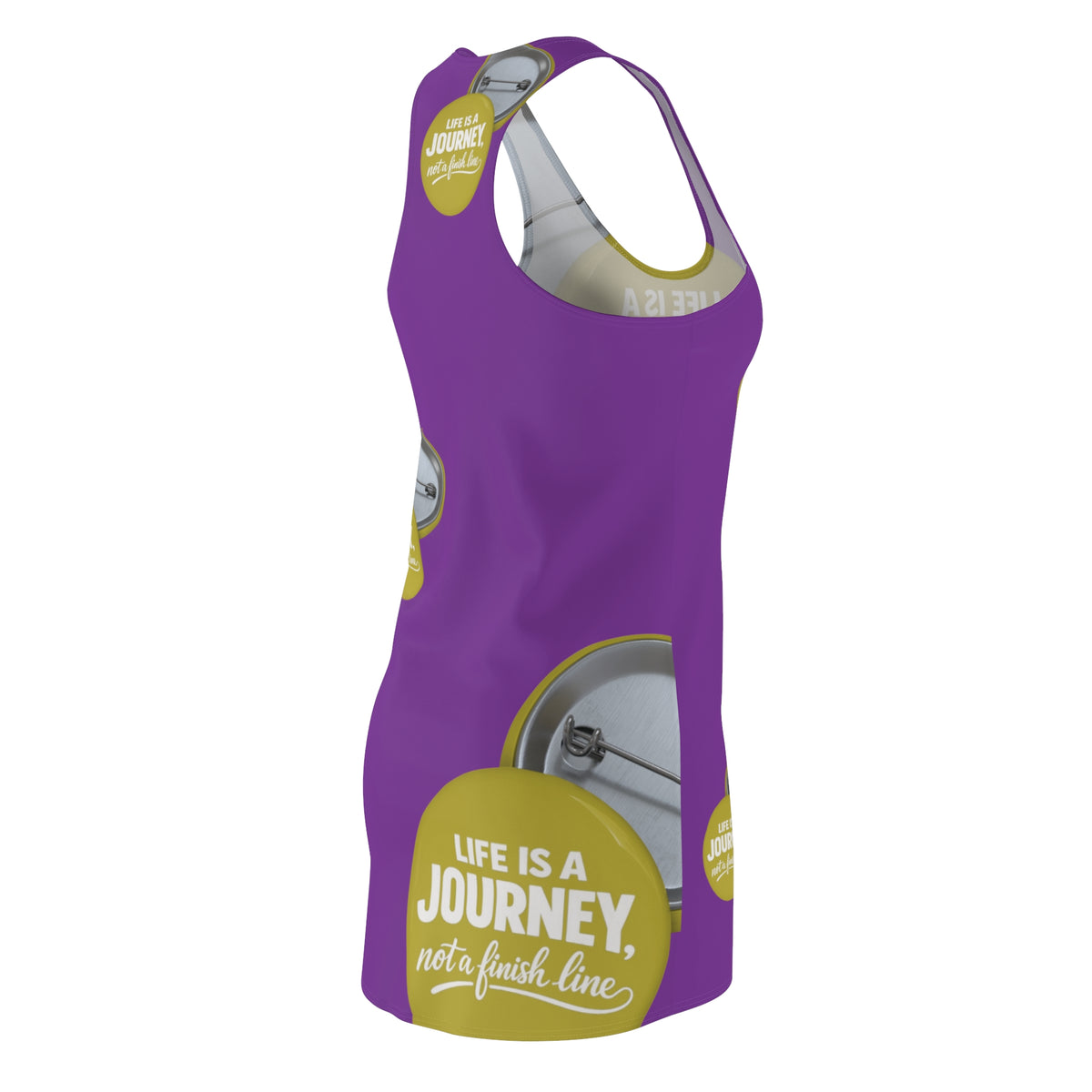 Racerback Dress — "Life Is a Journey, Not a Finish Line" Motivational AOP Dress