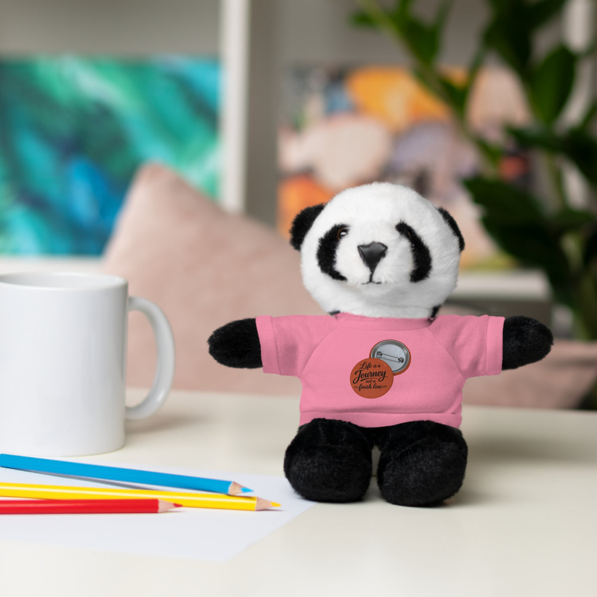 Life is a journey not a finish line. Plush Teddy Bear with Printed Tee — Cute Personalized Gift for Kids & Couples