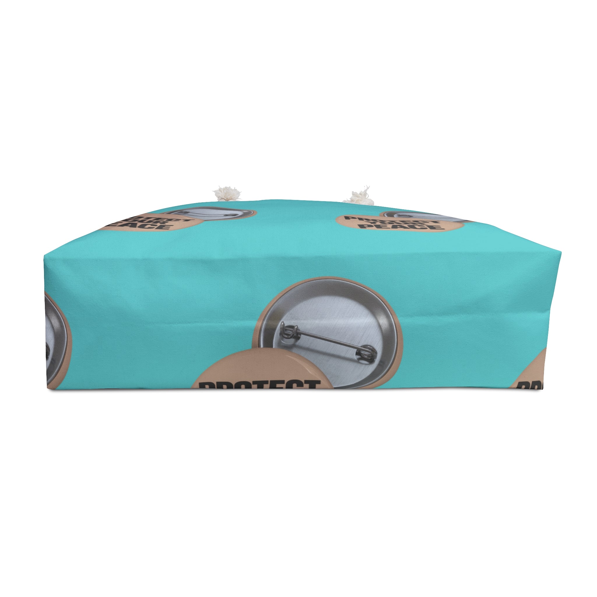 Protect Your Peace Weekender Bag — Turquoise Travel Tote with Motivational Badge Design