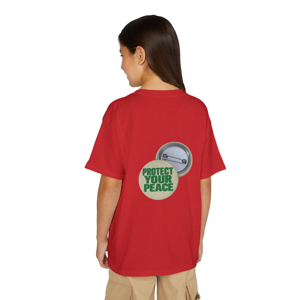 Youth T-Shirt — "Protect Your Peace" Button Graphic
