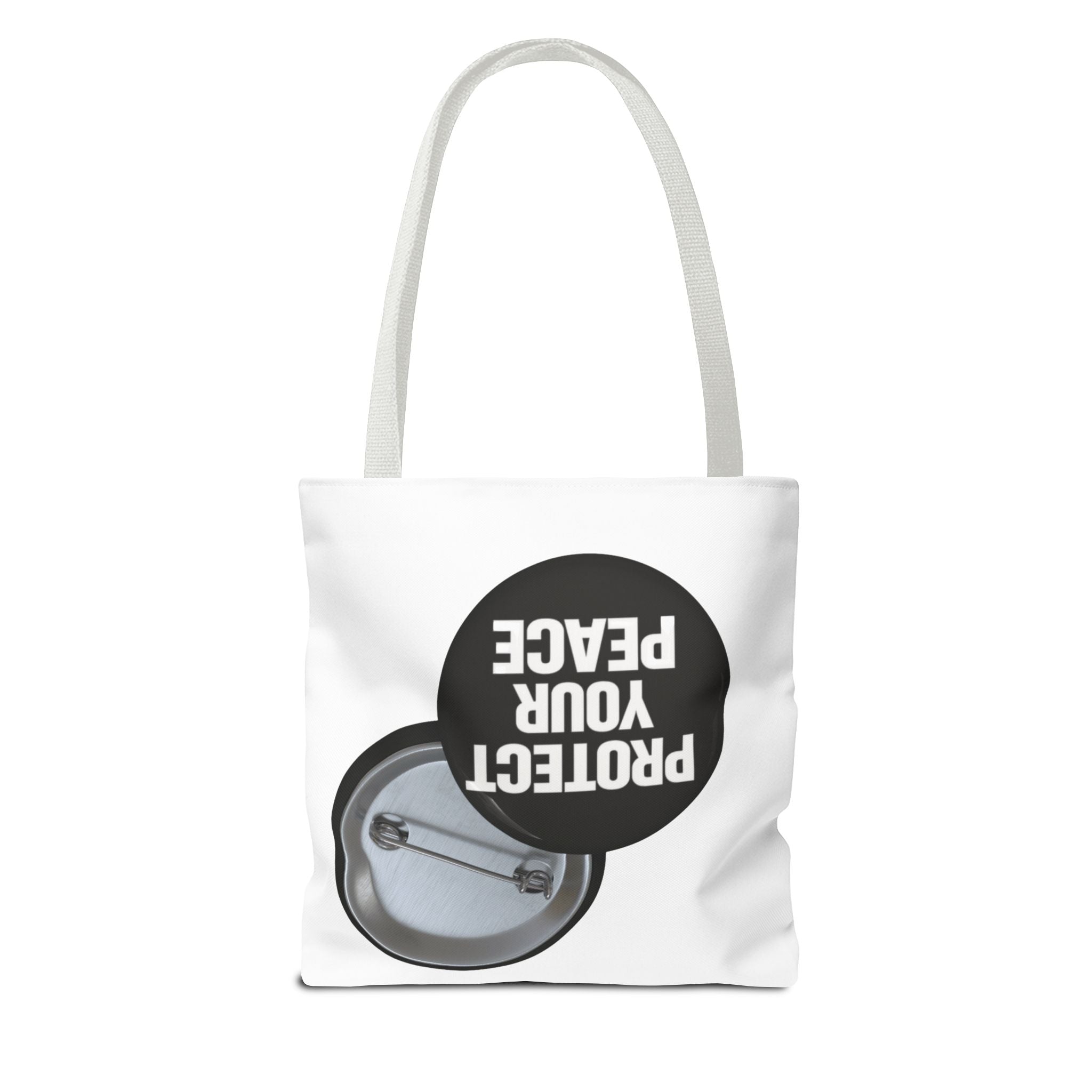 Tote — "Protect Your Peace" Button Design Cotton Tote Bag