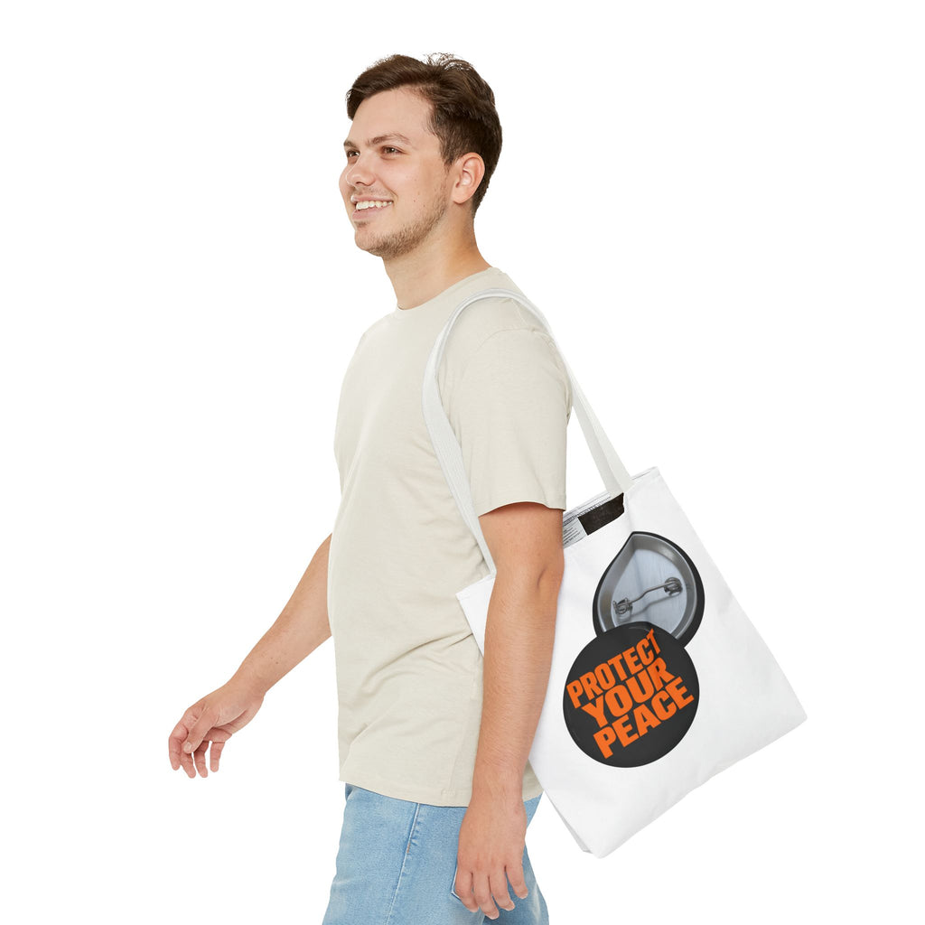 Tote Bag — Protect Your Peace Button Print Canvas Tote