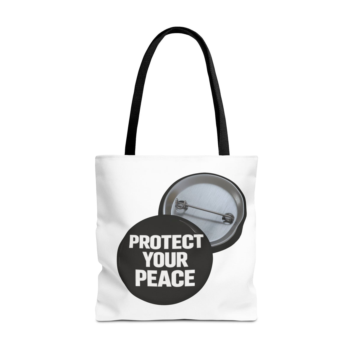 Tote — "Protect Your Peace" Button Design Cotton Tote Bag