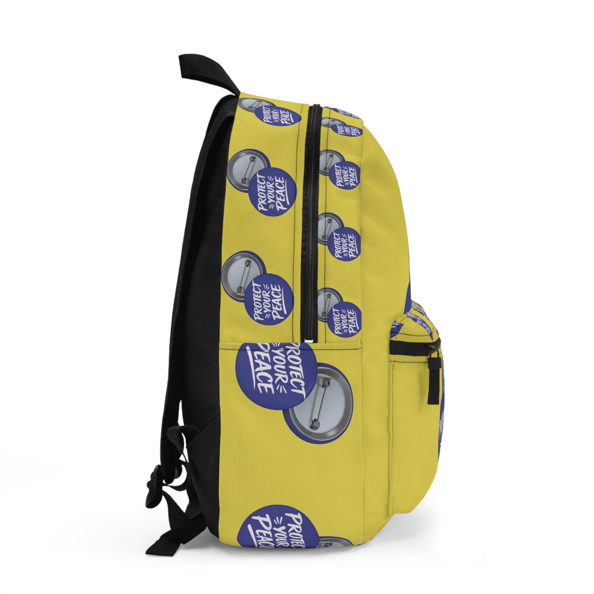 Backpack — Yellow "Protect Your Peace" Button Pattern Backpack