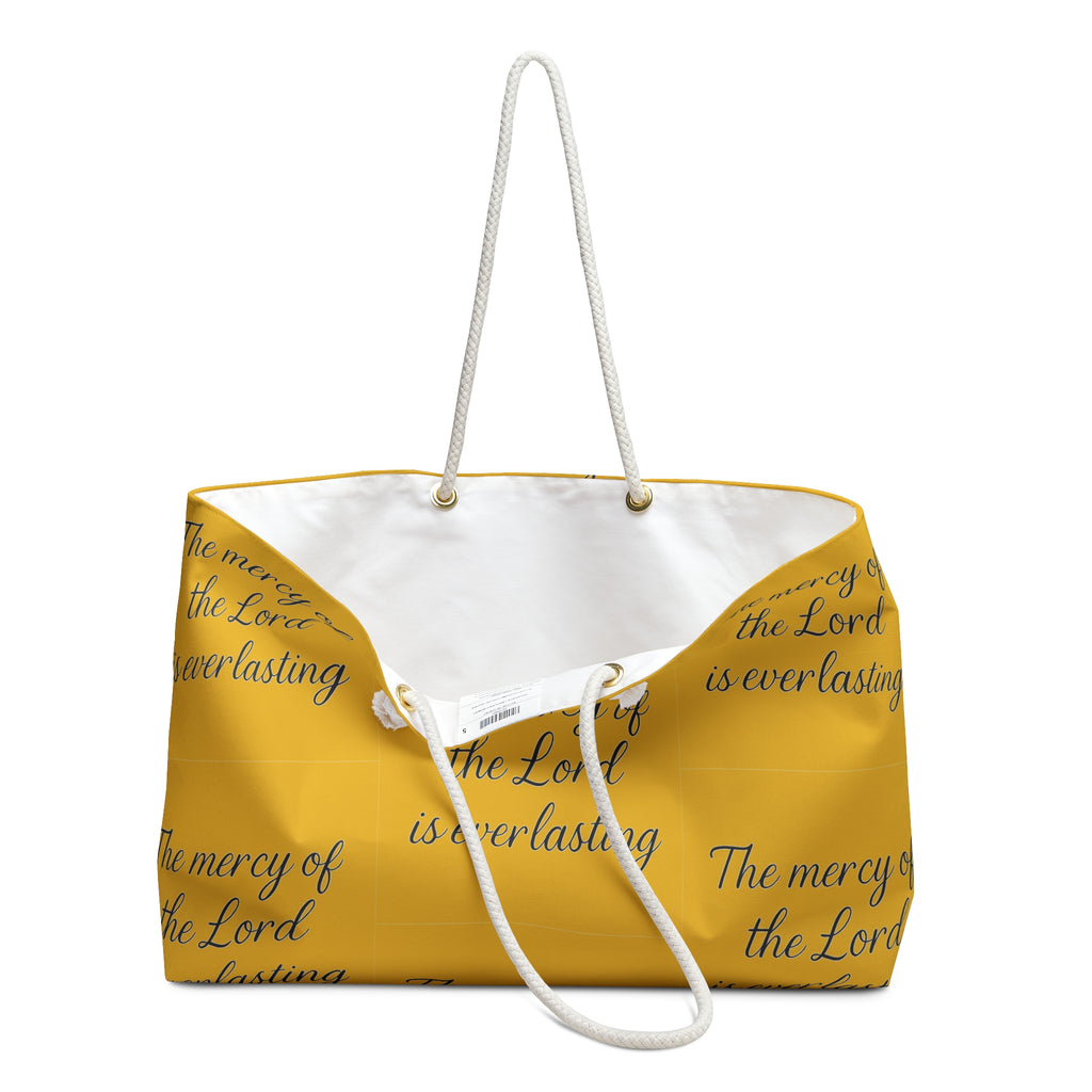 Weekender Bag – "The mercy of the Lord is everlasting" Christian Travel Tote