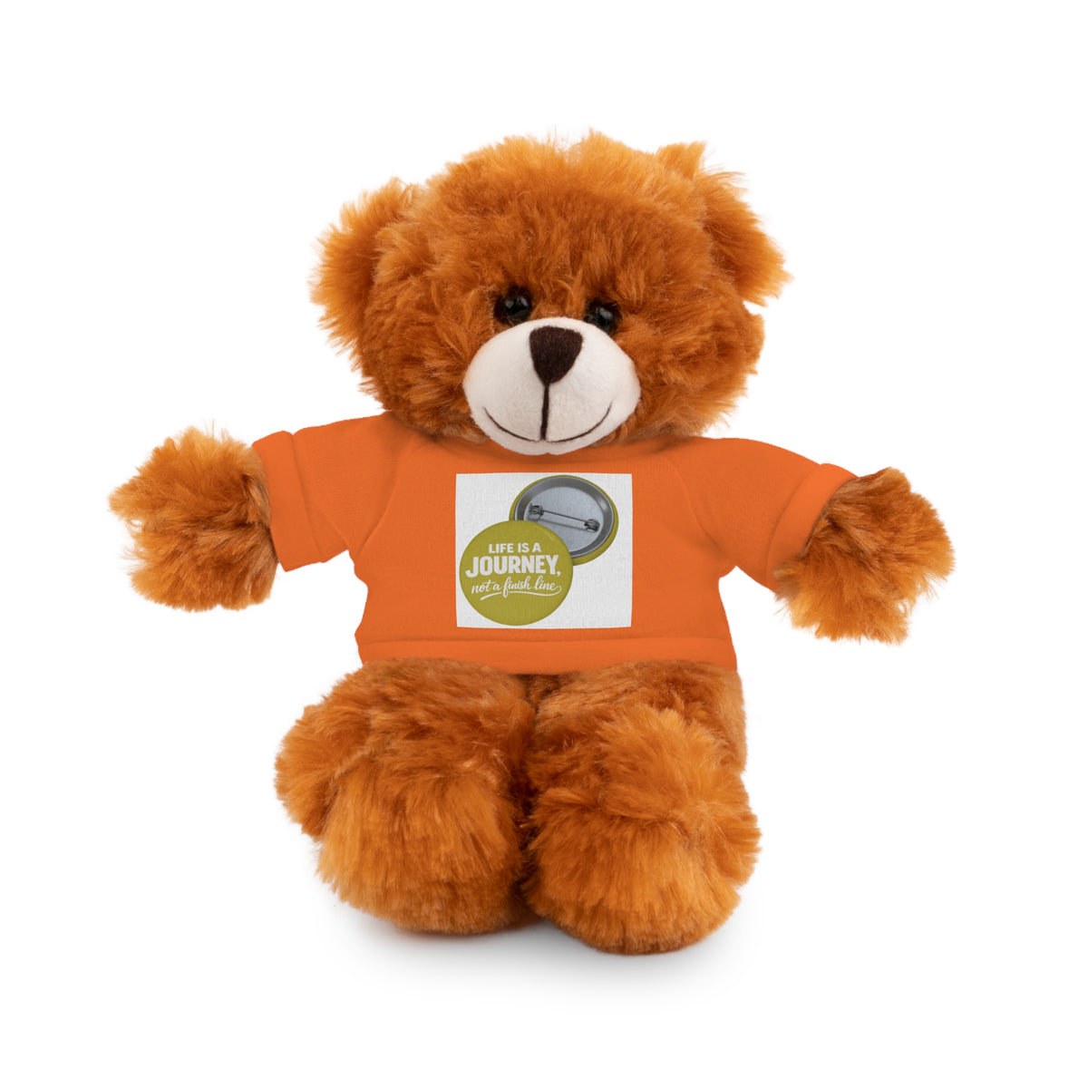 Cute Brown Teddy Bear with 'Life Is a Journey not a finish line.' Tee — Plush Gift for Kids & Travelers