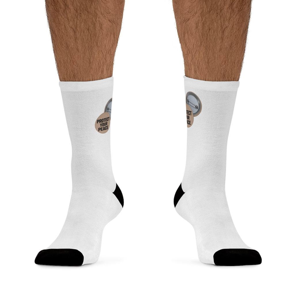 Graphic design Crew Socks protect your peace.