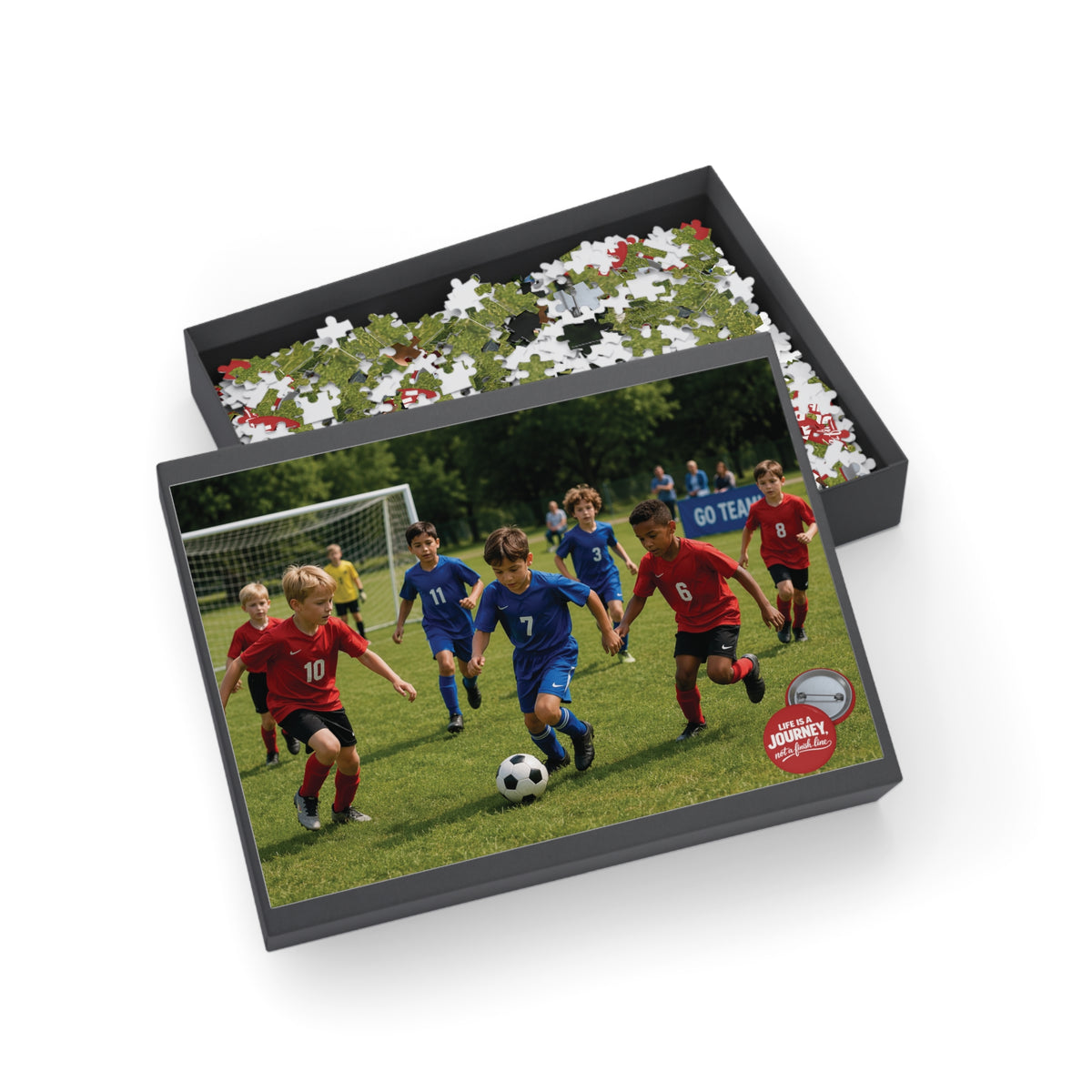 Youth Soccer Kids Playing Photo Puzzle — Custom 96/252/500/1000-Piece Jigsaw