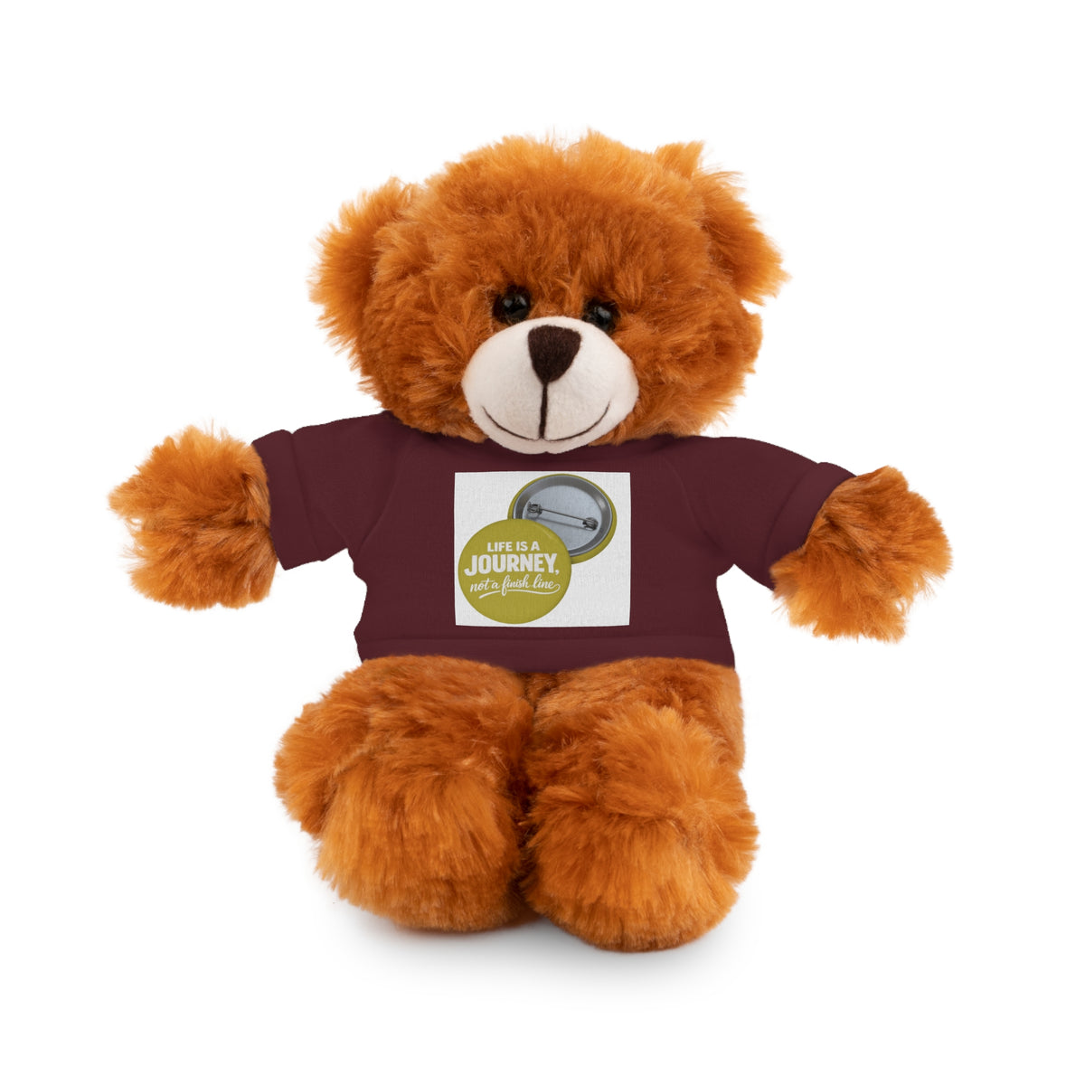 Cute Brown Teddy Bear with 'Life Is a Journey not a finish line.' Tee — Plush Gift for Kids & Travelers
