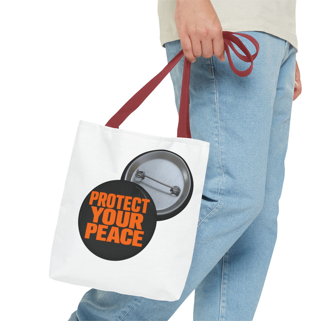 Tote Bag — Protect Your Peace Button Print Canvas Tote