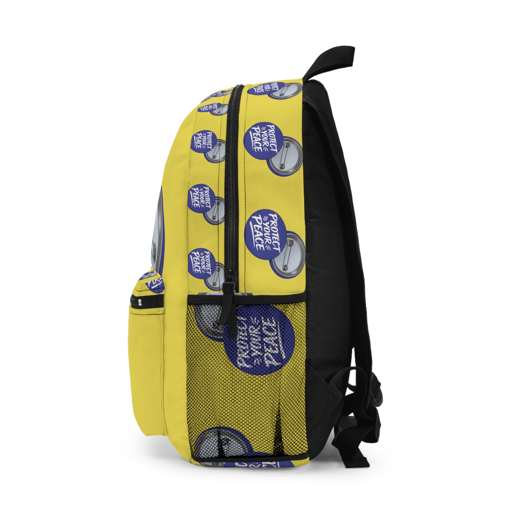 Backpack — Yellow "Protect Your Peace" Button Pattern Backpack